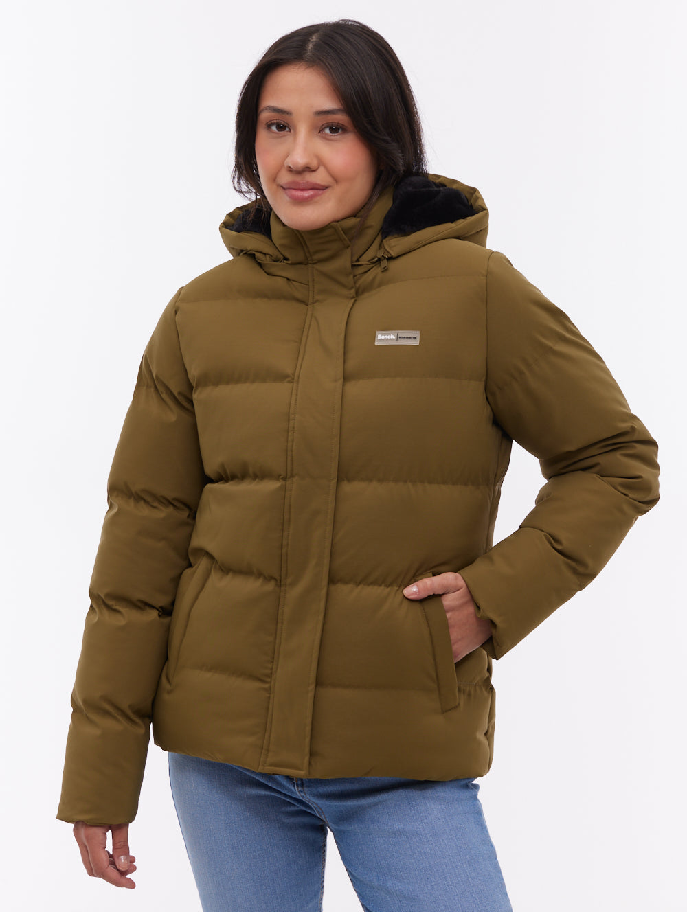 Atha Green KH012 Outerwear Jackets With Faux Fur Hood Shot 1