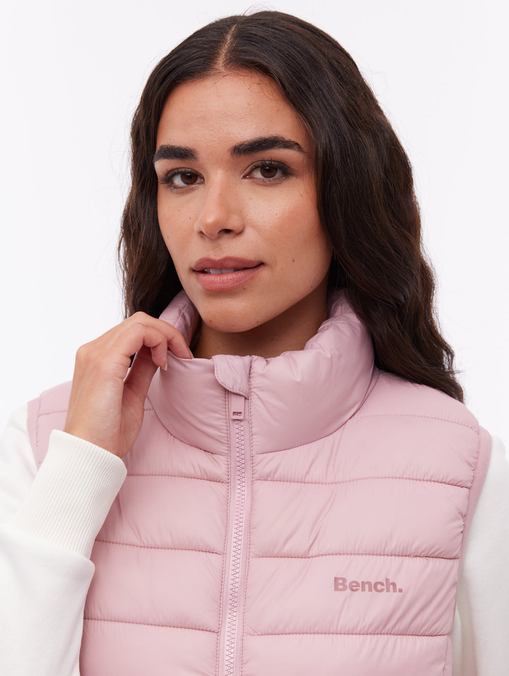 Meridian veste sans manches matelassée maxi - Rose