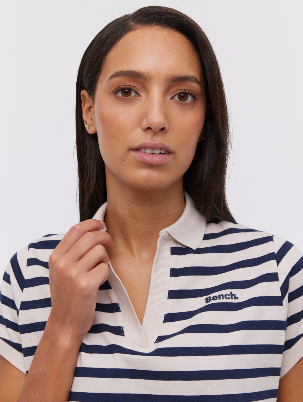 Orenda Stripe Polo Dress - White - Bench Orenda Stripe Polo Dress - White - Bench