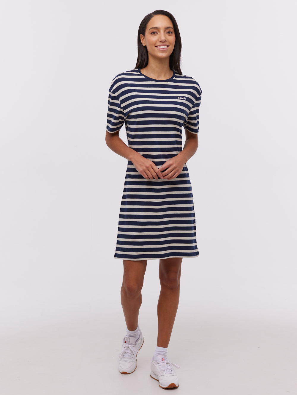 Frandi Striped T-Shirt Midi Dress - Blue Frandi Striped T-Shirt Midi Dress - Blue