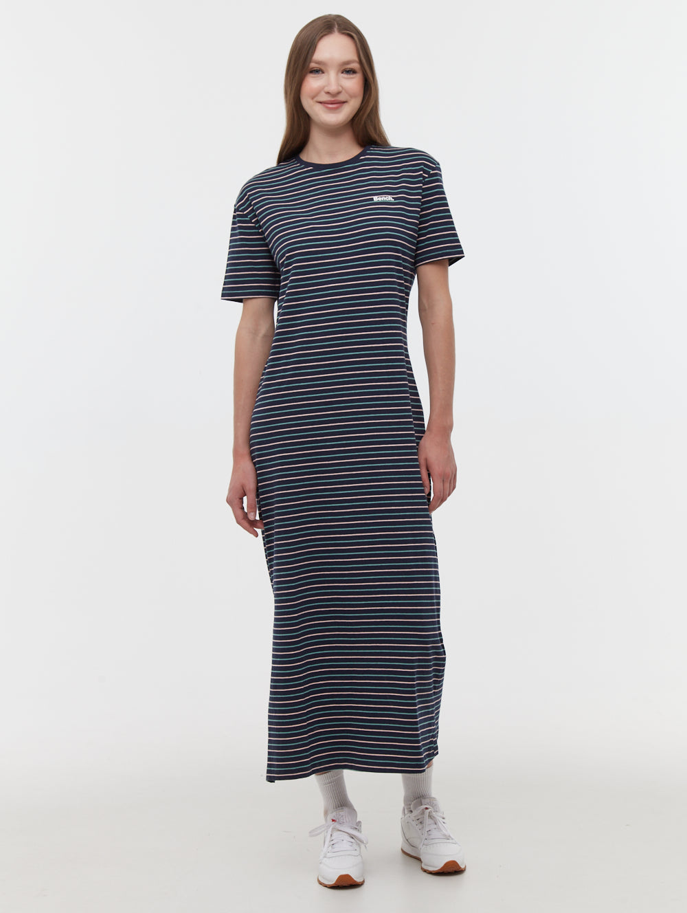 white and navy striped maxi dress Marri Striped T-Shirt Maxi Dress - Blue
