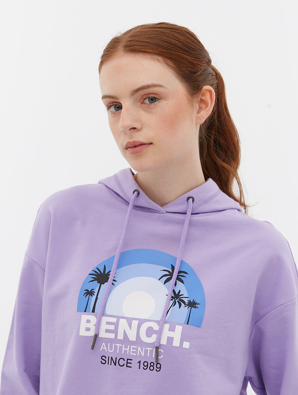 French Terry Cropped Graphic Hoodie - BLEHA0418M