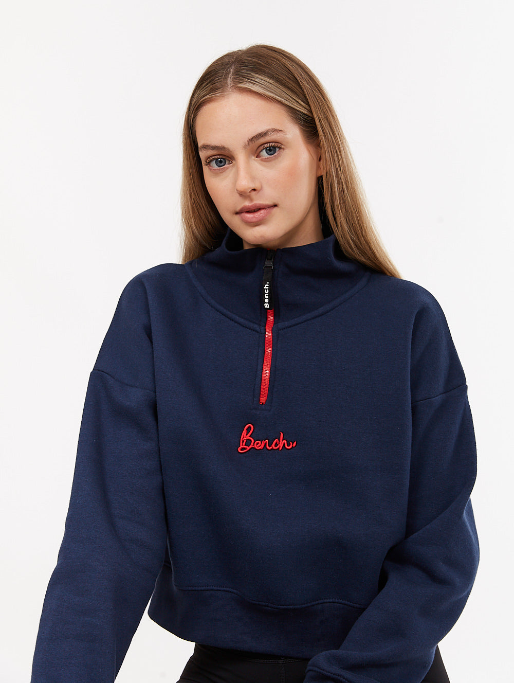 Rochelle Zip Mock Neck Crop Sweatshirt